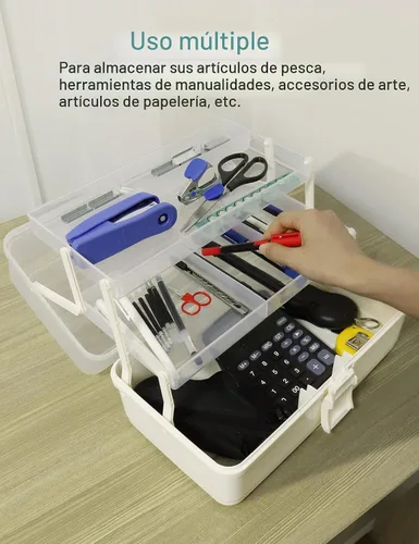 Vista 5 de Avlcoaky Caja de aparejos grande de 3 capas Caja de almacenamiento portátil de plástico Organizador de caja de aparejos de pesca Caja de aparejos