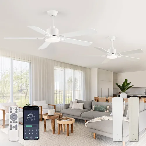 Vista 17 de ZMISHIBO Ventiladores de techo de 44 pulgadas con luces, ventilador de techo moderno negro con control remoto, ventilador de techo