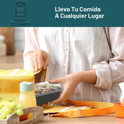 Vista 6 de WGCC Recipientes para preparación de comidas, paquete de 50 recipientes de almacenamiento de alimentos extragruesos con tapas, lonchera Bento