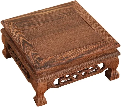 Vista 9 de GOLDY&WENDY Base rectangular de madera de ala de pollo con base de palisandro florero planta estatua de Buda soporte de exhibición pedestal