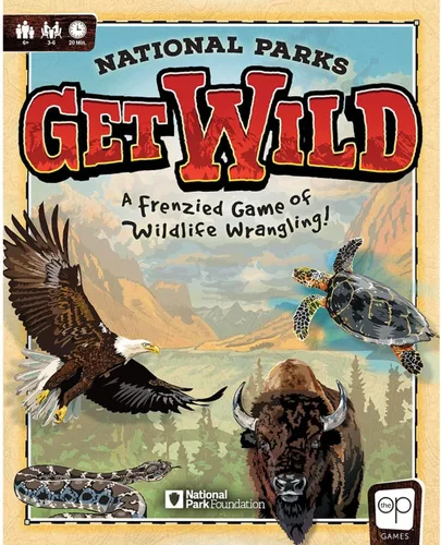 Vista 4 de USAOPOLY National Parks Get Wild Juego de dados de rodamiento rápido con ubicaciones icónicas de parques nacionales Gran juego para niños
