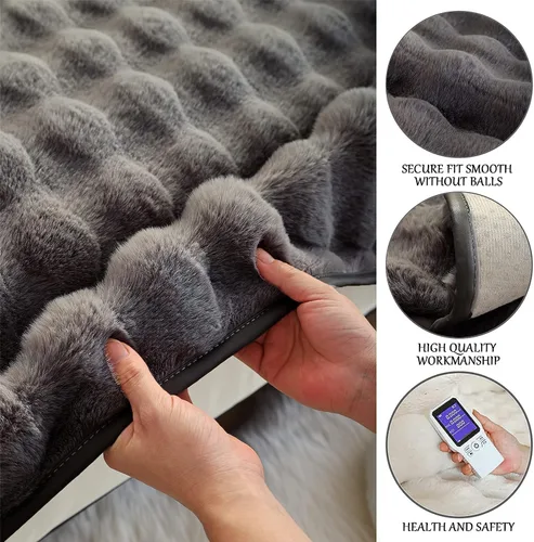 Vista 5 de Funda para sofá esquinero de 3/2/1/4 plazas, funda antideslizante para sofá, funda de felpa de conejo de lujo, protector de muebles de piel Negro