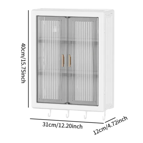 Vista 3 de Gabinete de baño montado en la pared, organizador de baño, estante de almacenamiento colgante para colgar en la pared, organizador de cosméticos