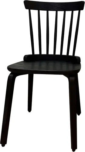 Vista 5 de Dining Chairs Set of 2, Farmhouse Wooden Spindle Back Kitchen Chairs, Windsor Dining Chairs for Kitchen and Dining Room, Solid Wood Slat Back Black