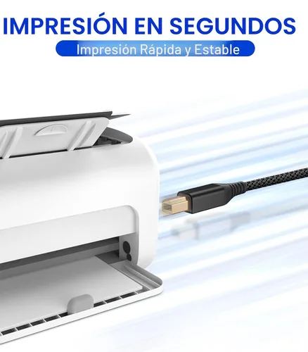 Vista 3 de sweguard - Cable de impresora USB de 6.6 pies, cable de escáner USB 2.0 tipo A macho a B macho de alta velocidad compatible con HP, Canon, Dell