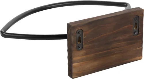 Vista 7 de MyGift Estante de exhibición de fútbol para montaje en pared, madera rústica y soporte industrial de metal negro para pelotas deportivas, decoración