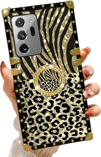 Vista 11 de Funda para teléfono Samsung Galaxy A21S con soporte de anillo, diseño retro elegante de lujo, estampado de leopardo, guepardo, dorado, protección
