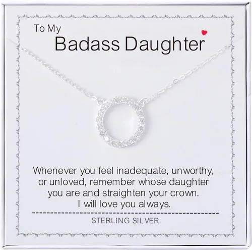 Vista 15 de Collar para mujeres y niñas, collar de círculos de plata de ley, collar de fuerza de coraje, guerreros, ideas de regalos