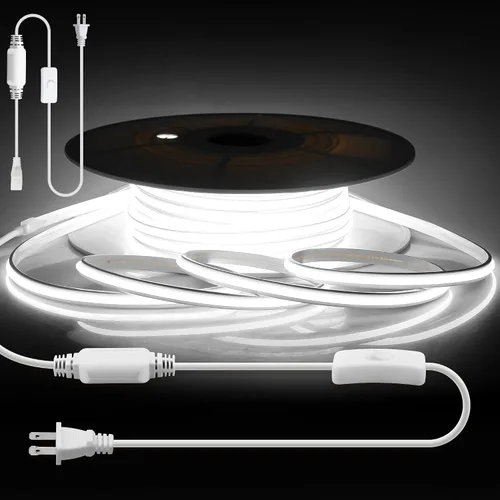 Vista 8 de Aclorol Tiras de Luces LED COB AC de 110V Enchufables 16.4 Pies 288led/M Alta Densidad Flexibles Cuerda de Luces LED COB Impermeable para Decoración
