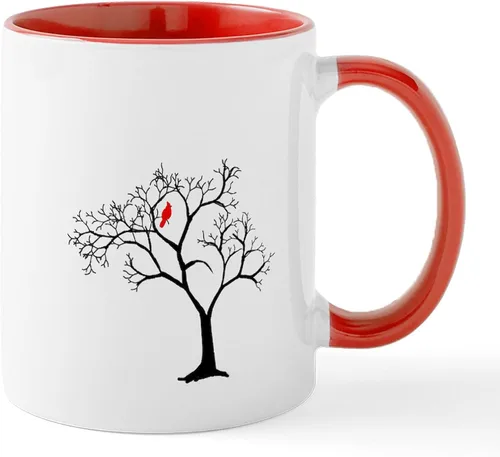 Vista 16 de CafePress Cardinal In Snowy Tree - Taza de café de cerámica (11 oz)