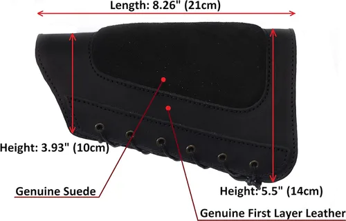 Vista 2 de Funda de cuero genuino para soporte de munición con relleno de gamuza para mejillas