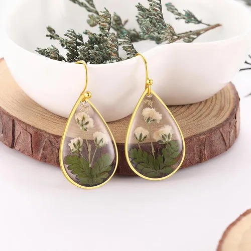 Vista 61 de Forget-Me-Not and Queen Anne's Lace Pressed Wildflower Earrings Pressed Flower Earrings Handmade Drop and Dangle Earrings Gift for Woman