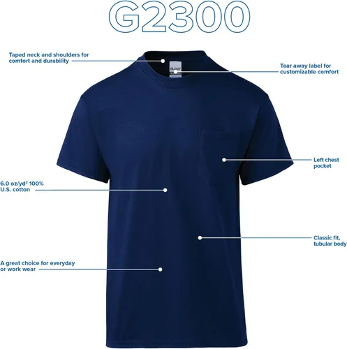 Vista 4 de Ultra Cotton T-Shirt with Pocket, Style G2300, 2-Pack