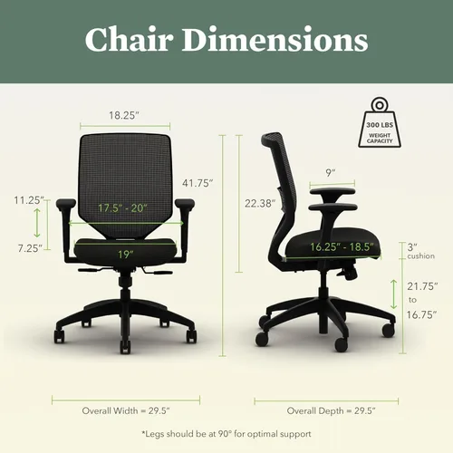Vista 2 de HON Solve Silla ergonómica de oficina, soporte lumbar, silla de escritorio Silla ergonómica de escritorio de oficina con soporte lumbar, brazos