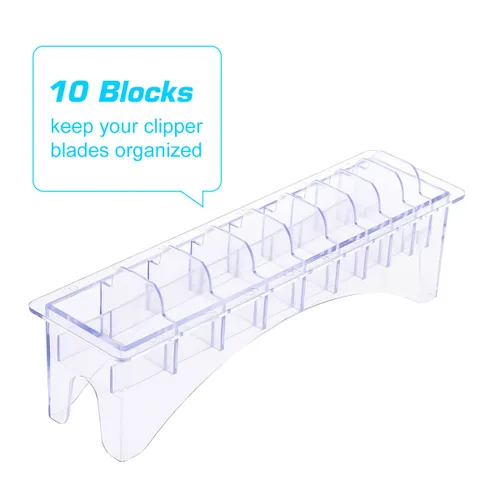 Vista 6 de Estuche organizador rectangular para cortar el cabello, peine guía de plástico, caja de almacenamiento de 10 bloques, herramientas universales
