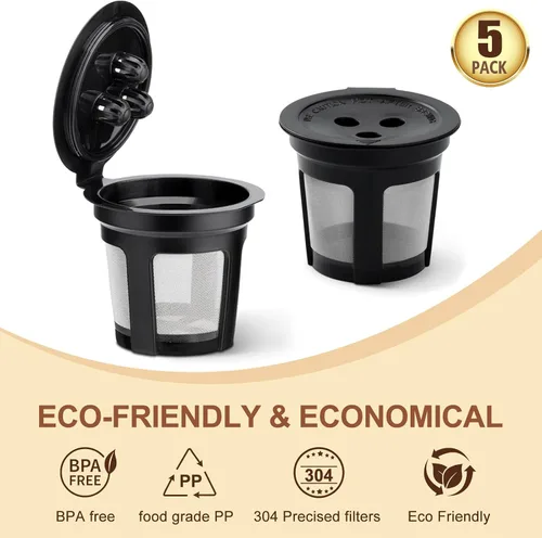 Vista 13 de Paquete de 5 cápsulas de café reutilizables Ninja: tazas K reutilizables para cafetera Ninja, filtros de café recargables para 3 agujas Ninja