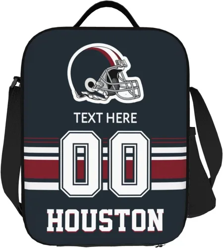 Vista 16 de Bolsa de almuerzo personalizada de Nueva Inglaterra, regalos para hombres, mujeres, fanáticos, con nombre y número personalizados, correas de hombro