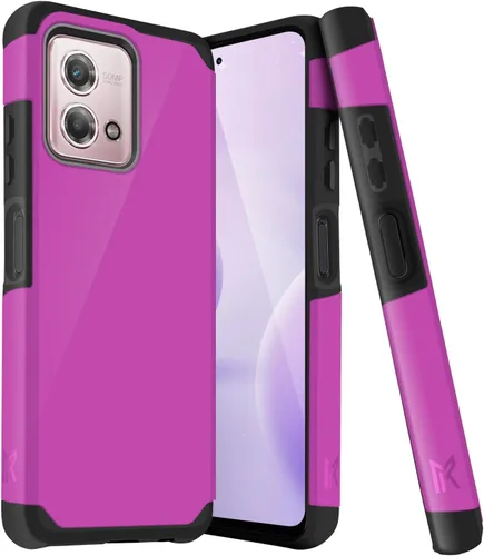 Vista 13 de TJS - Funda compatible con Motorola Moto G Stylus 4G 2023 (negro) with Tempered Glass Screen Protector Dual Layer Hybrid Magnetic Support