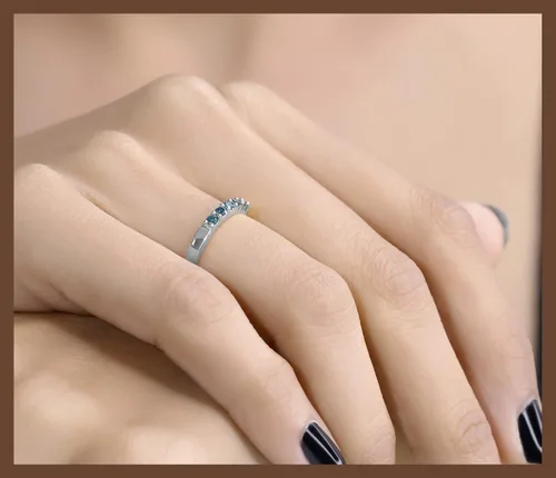 Vista 135 de Dazzlingrock Collection Anillo de boda redondo de 5 piedras preciosas o diamantes para mujer en oro macizo de 10 K/14 K/18 K