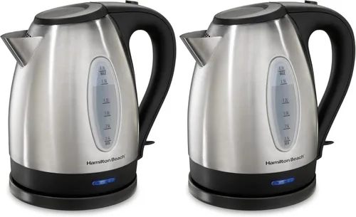 Vista 10 de Hervidor eléctrico de acero inoxidable 40885 de Hamilton Beach, 0.45 galones, rojo., Plateado Fast Boiling 1500 Watts BPA Free Cordless
