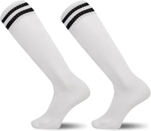 Vista 7 de ELUTONG Calcetines de fútbol para niños, 3 pares para niños y niñas, a rayas, tubo atlético, equipo de fútbol, deporte, calcetines altos