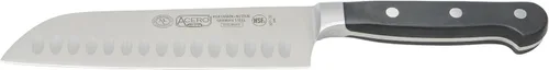 Vista 5 de Sof-Tek, cuchillo Santoku de 7 pulgadas, mango de agarre suave, plata/negro/azul