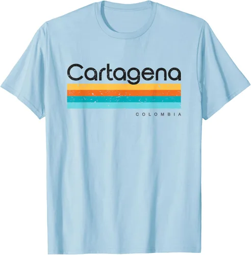 Vista 82 de Camiseta vintage de Cartagena Colombia con diseño retro, Blanco, S