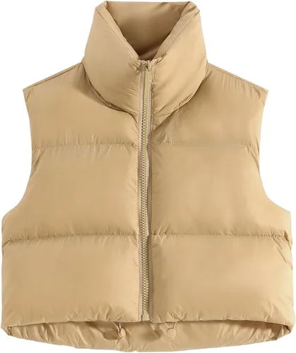 Vista 2 de Fuinloth - Chaleco con relleno, cuello alto, ligero, con cremallera, chaleco acolchado, para mujer