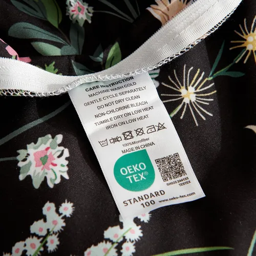 Vista 8 de Nayoroom Funda de edredón floral negra, tamaño Queen, funda de edredón de flores botánicas de primavera, 3 piezas, suave, ligera, juego de ropa