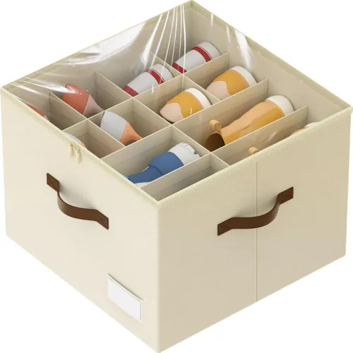 Vista 8 de Organizador de zapatos para armario, contenedores plegables de almacenamiento de zapatos, se adapta a hasta 16 pares, caja organizadora grande