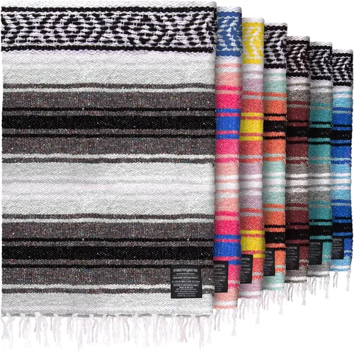 Vista 19 de Hydration Nation Auténtica manta mexicana extra grande (70 x 50 pulgadas), yoga tejida a mano, serape, falsa artesanal, playa, campamento, picnic