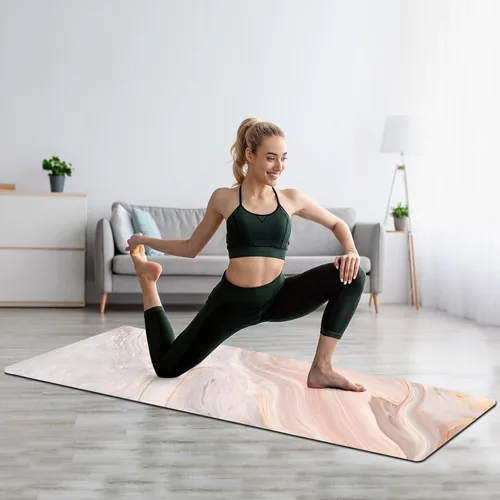 Vista 6 de FOLAI Esterilla de yoga extra gruesa de 6 mm - Esterilla de ejercicios antideslizante para HIIT, pilates y entrenamientos en casa con correa