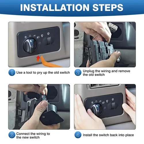 Vista 8 de Interruptor de faros compatible con Ford F250 F350 F450 F550 Super Duty 2002 2003 2004, diseño de 9+4 pines para camiones con faro delantero
