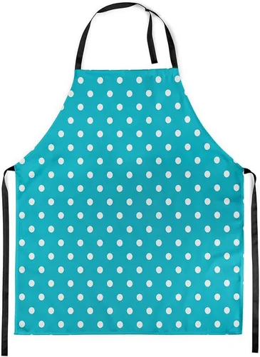 Vista 8 de jejeloiu Delantal de lunares rojos y blancos para mujeres y hombres, de 26 x 31 pulgadas, diseño retro de lunares