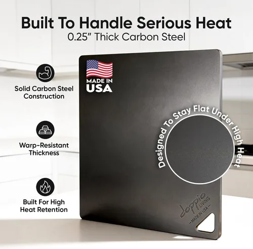Vista 6 de Acero para pizza para horno Fabricado en Estados Unidos 16 x 14.25 pulgadas Acero para hornear pre-sazonado para pan, pizza, masa madre y más