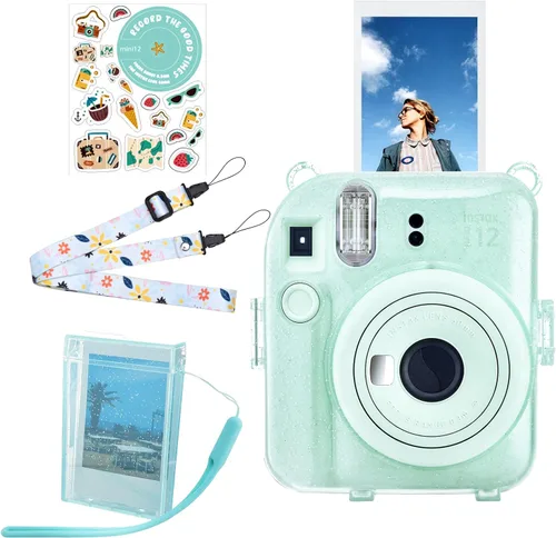Vista 10 de Funda rígida transparente mejorada con adhesivo de bricolaje para cámara instantánea Fujifilm Instax Mini 12, funda transparente Instax Mini 12