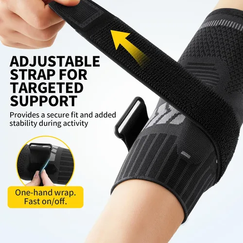 Vista 2 de CAMBIVO 1 par de codo de tenis con almohadillas de gel dobles para soporte específico del antebrazo, coderas con correa ajustable para codo