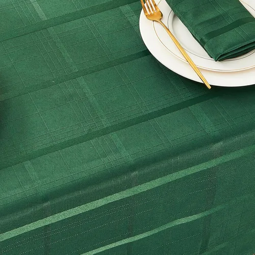 Vista 2 de Mantel rectangular de jacquard a cuadros, impermeable, lavable, mantel de tela sólida para uso en interiores o exteriores