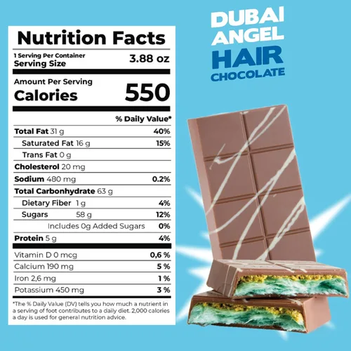 Vista 2 de Carians Viral - Barra de chocolate con pelo de ángel italiano congelado, sabor a pistacho, kataifi y caramelo, ideal para regalo, aniversario, 3.88