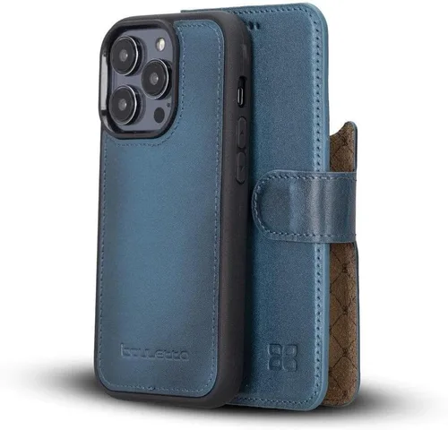 Vista 9 de BOULETTA Funda para iPhone 13 Pro de piel, magnética, desmontable, bloqueo RFID, compatible con Magsafe con 3 ranuras para tarjetas y soporte de 6.1