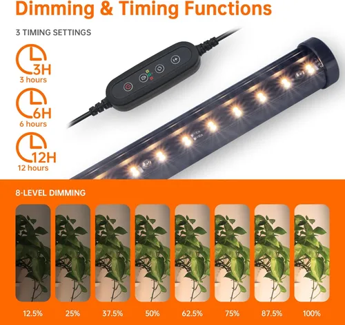 Vista 5 de Bstrip Luz de cultivo de pie para plantas de interior, luz de crecimiento vertical con 3 modos de luz, iluminación amplia y regulable, luces