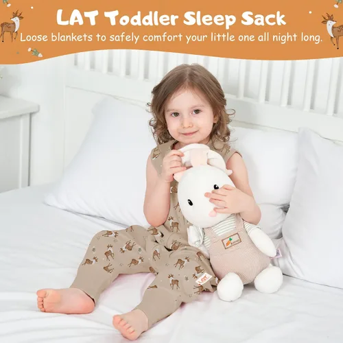 Vista 2 de LAT - Saco de dormir para bebé, saco de dormir de algodón sin mangas para niños pequeños con piernas, manta con cremallera 6M-4T