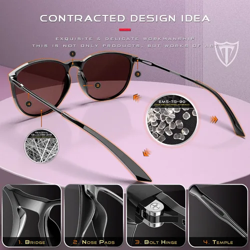 Vista 4 de ATTCL Gafas de sol para mujer - Ultralight Driving Polarizadas Round Womens sunglass Medium Large Fit