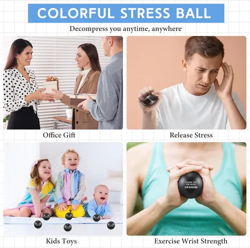 Vista 6 de Lenwen 12 bolas de estrés divertidas para adultos, regalos de agradecimiento a empleados, bolas motivacionales de estrés de 2.5 pulgadas, regalo