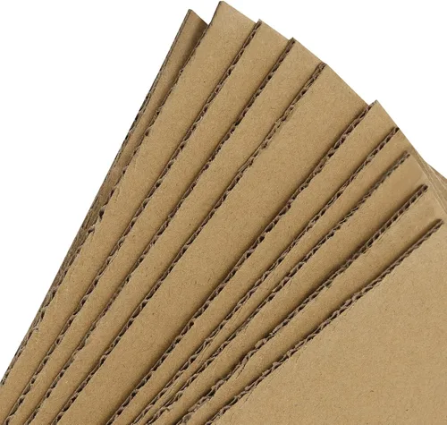 Vista 3 de PINGEUI 50 hojas de cartón corrugado de 10 x 10 pulgadas, hojas de cartón kraft marrón de 1/8 pulgadas de grosor, cartón corrugado para embalaje