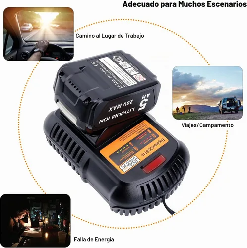Vista 6 de DCB119 Cargador de batería de coche compatible con De-Walt 12V, 20V y 60V MAX batería de iones de litio DCB203 DCB201 DCB204 DCB206 DCB606 DCB609