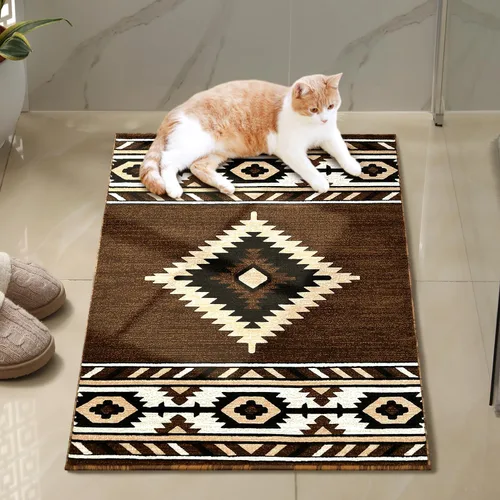 Vista 38 de YHSF South West - alfombra nativa americana del suroeste, fácil de limpiar, gruesa, suave y duradera, alfombra tribal inspirada en indios americanos