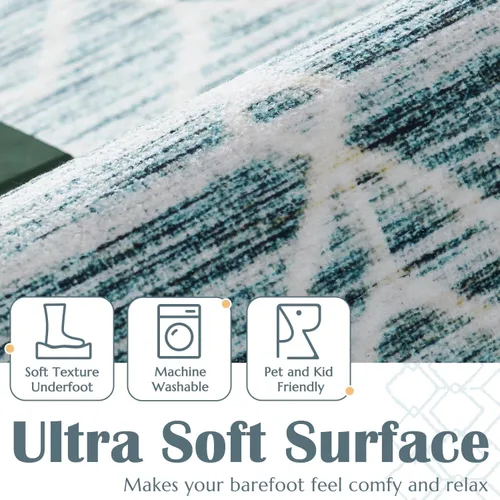 Vista 193 de jinchan Alfombra marroquí de pasillo 2x6 - Alfombra de pasillo lavable a máquina para cocina, alfombra moderna geométrica suave de pelo bajo