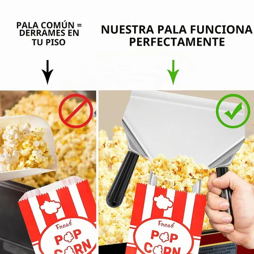 Vista 4 de CUSINIUM Juego de cuchara y escurridor de palomitas de maíz de doble asa - Cuchara de palomitas de metal - Cuchara para papas fritas