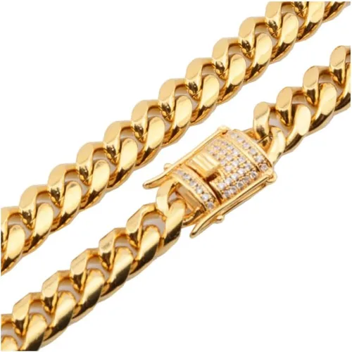 Vista 4 de NA JYXING - Cadena grande de oro hip hop collar cubano de cobre chapado en oro de 18 quilates cadena de diamantes para hombre 26 pulgadas 0394in